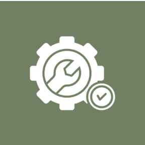 Wrench and gear icon with check mark. Wrench and gear icon with check mark.